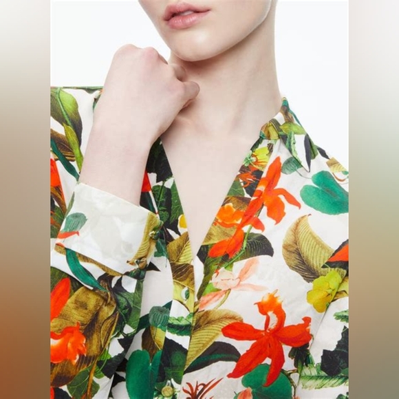 Alice + Olivia Eloise 100% Silk Tropical Sunrise Button Down Blouse Top - Picture 1 of 4
